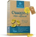 Testa Omega 3 dodatek - 250 mg DHA iz Algae Oil - Vegan Omega 3 - Podpira možgane, oči in skupno zdravje - Ni iz rib, Pure Algae kapsule - dva meseca dobave