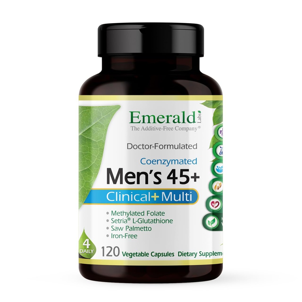 EMERALD LABS moški 45+ klinični multi - multivitaminski za celovito podporo, zdravje kosti in srca* - zasnovan za moške 45+ - Gluten-free & Vegetarian - 120 Zelenjavne kapsule (30-dnevna oskrba)