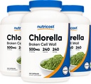 Nutricost Klorella kapsule (3 steklenice) 500 mg, 240 kapsul