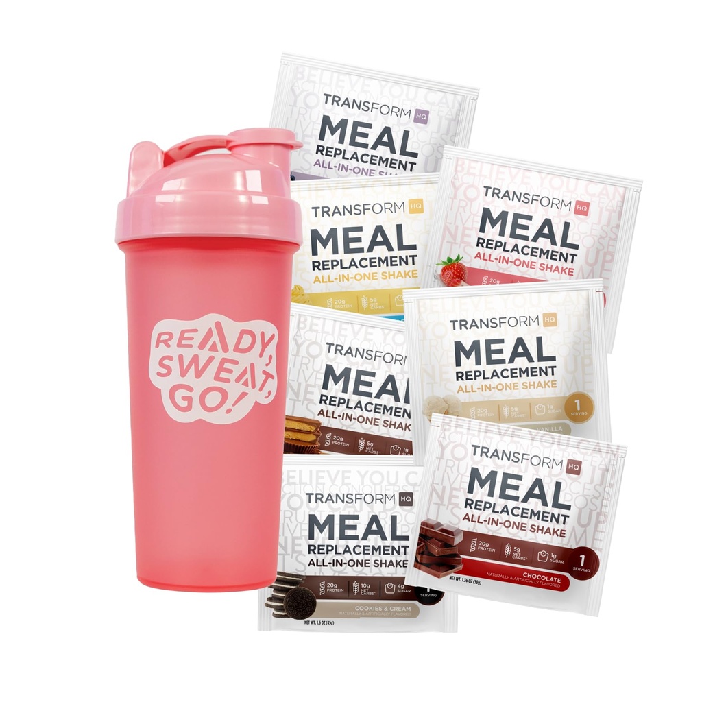 Transformacija HQ Menjava obroka Shake Variety Box z roza Shaker, 7 enostranski Shake paketi