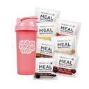 Transformacija HQ Menjava obroka Shake Variety Box z roza Shaker, 7 enostranski Shake paketi