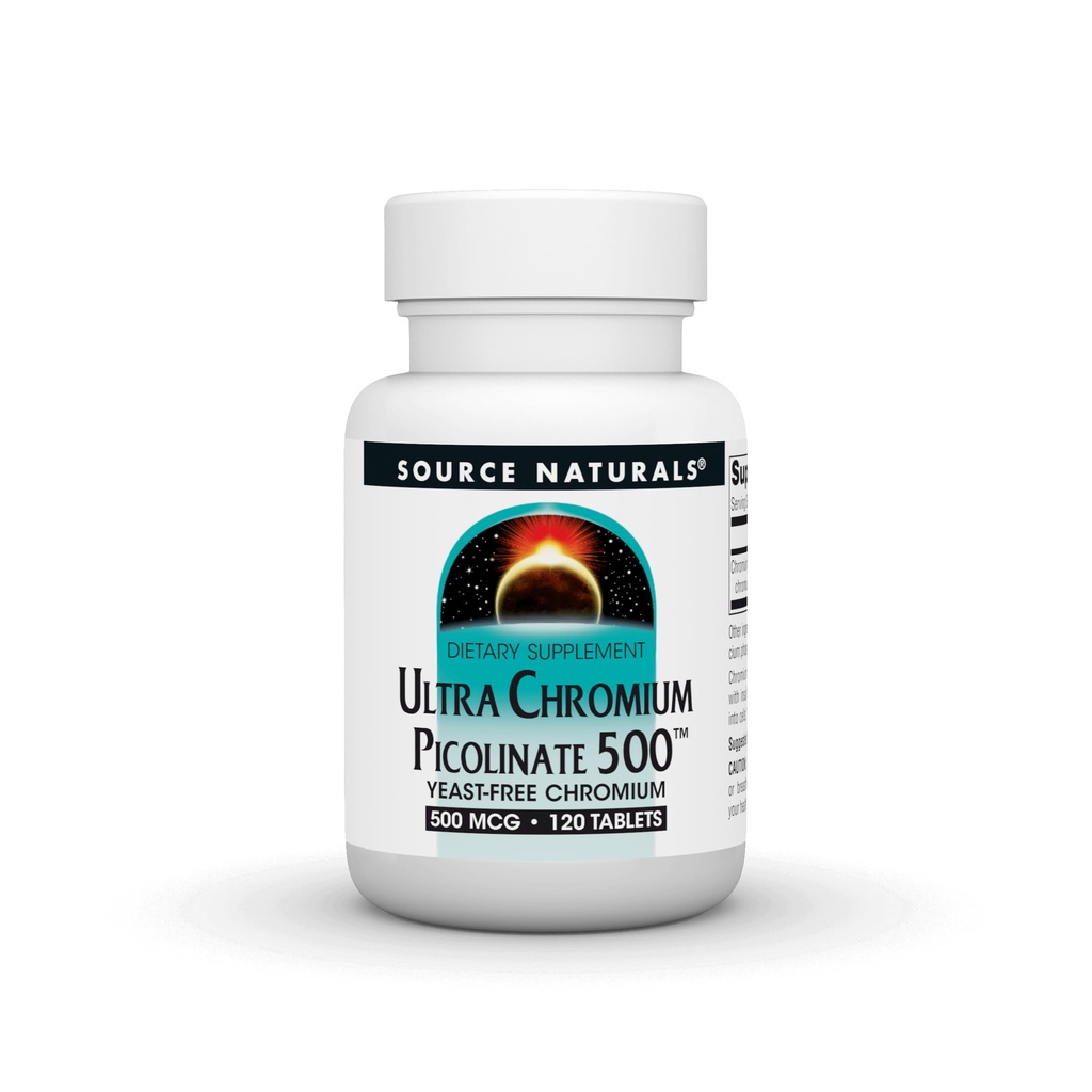 Vir Naturals Ultra Chromium Pikolinat 500 Yeast-freeChromium, vegetarijanski prehranski dodatek, 500 μg - 120 tablet