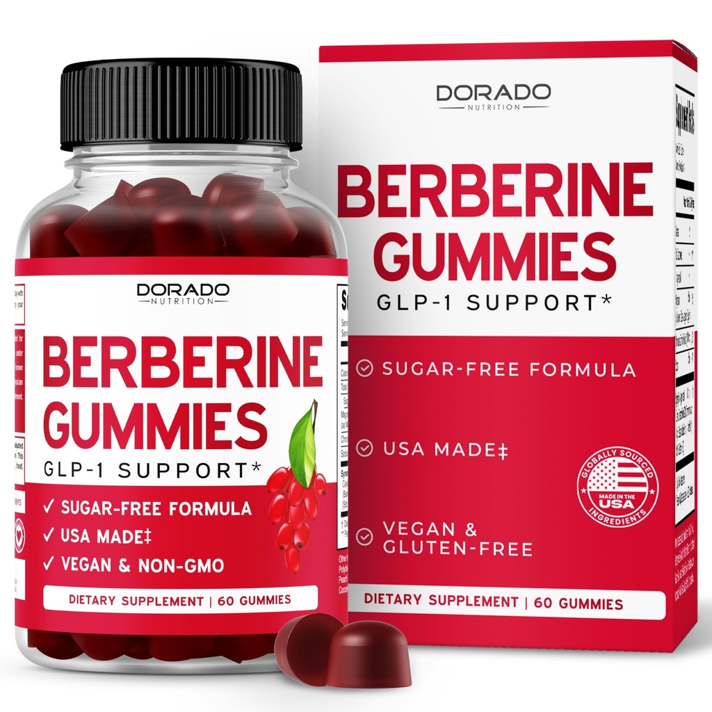 Berberine Gummies s Ceylon Cinamon (1,200mg) Premium brez sladkorja Berberine Ceylon Cimet Dodatek za odrasle - tretje-party Tested, Non-GMO & Made in USA - 60 Count žvečljivi gumiji