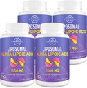 Liposomska alfa lipoična kislina 1500mg - z acetil-L-karnitinom 900mg & Ubikinol 100mg & vitamin E 15mg,ALA dodatek za antioksidatorje Presnova glukoze Živčna energija,60 Mehkužci (4 steklenice)