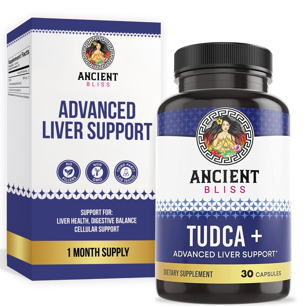 Ancient Bliss Tudca 500mg, 30 kapsul (tauroursodeoksiholna kislina) - Bile Soli Jetra dopolnilo, Naravne Bitter Okus- Vegan prijazno, ne GSO, Gluten proste kapsule (30 kapsul (Pack po 1))