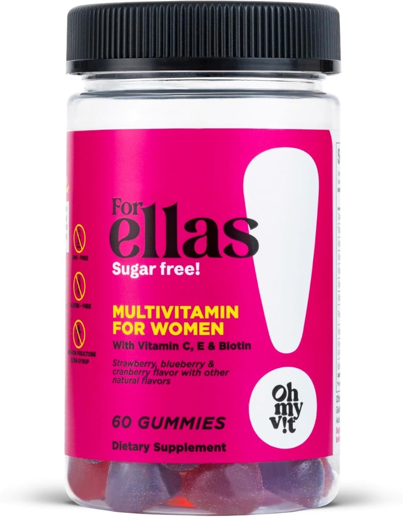 OH MOJ VIT! za Ellas ženski multivitaminski Gummy z vitamini C, E, in Biotin, sladkor brez Berry Flavor, 60 grof