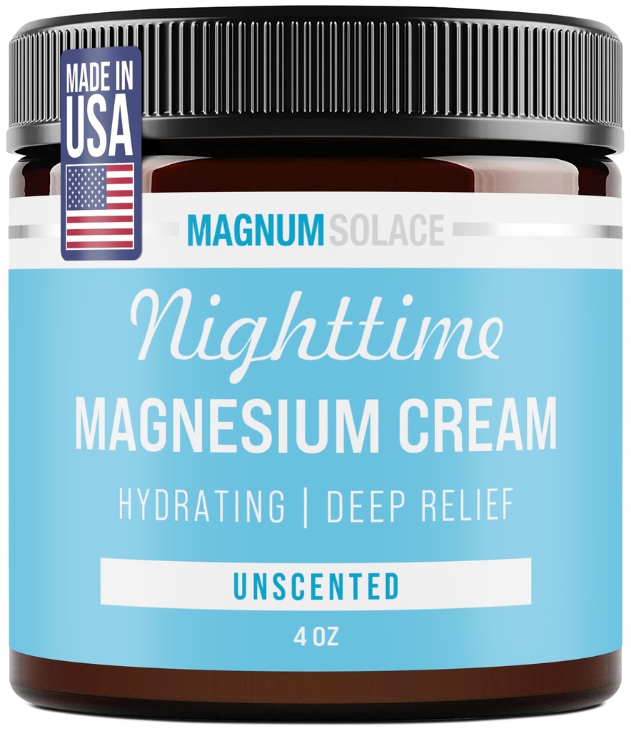 Magnum Solace Magnezijev losjon – Hydrating Night Time krema Nanesite na noge, roke ali prsi - Topični klor ZDA Made in varno za otroke (Neoporečna)