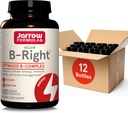 Jarrow Formule B-desno,Optimized B Complex Featuring Vit B1,B2,B5,B6,B12 in B9 za podporo celično energijo,Immune zdravje in obvladovanje stresa,100 Veggie Caps,Do 100 dnevna dobava, Paket 12