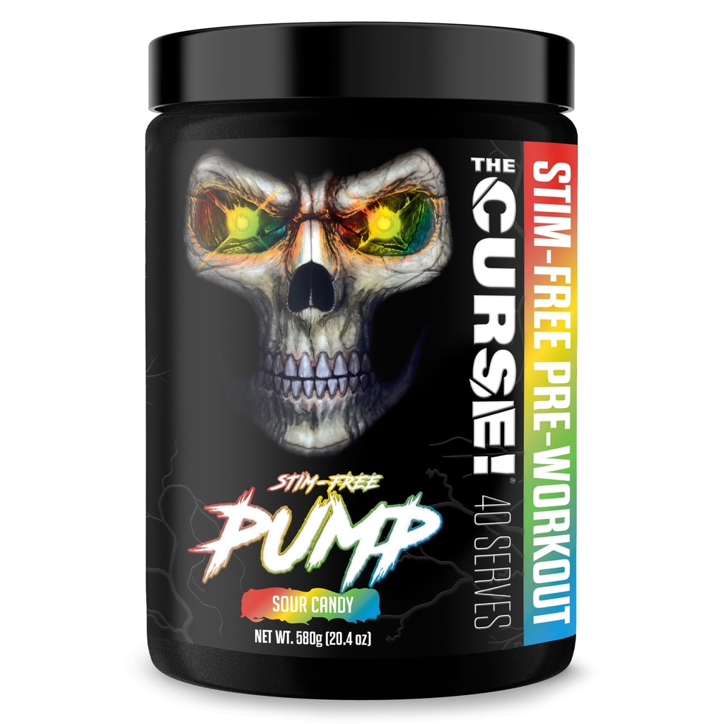 JNX SPORTI Prekletstvo! Pump Pre Workout Powder - Stim-free Pre Workout – Kofein Free, L-Citrulin, Beta-Alanin in Dutric Oxide Booster (Sur Candy, 40 Serving)
