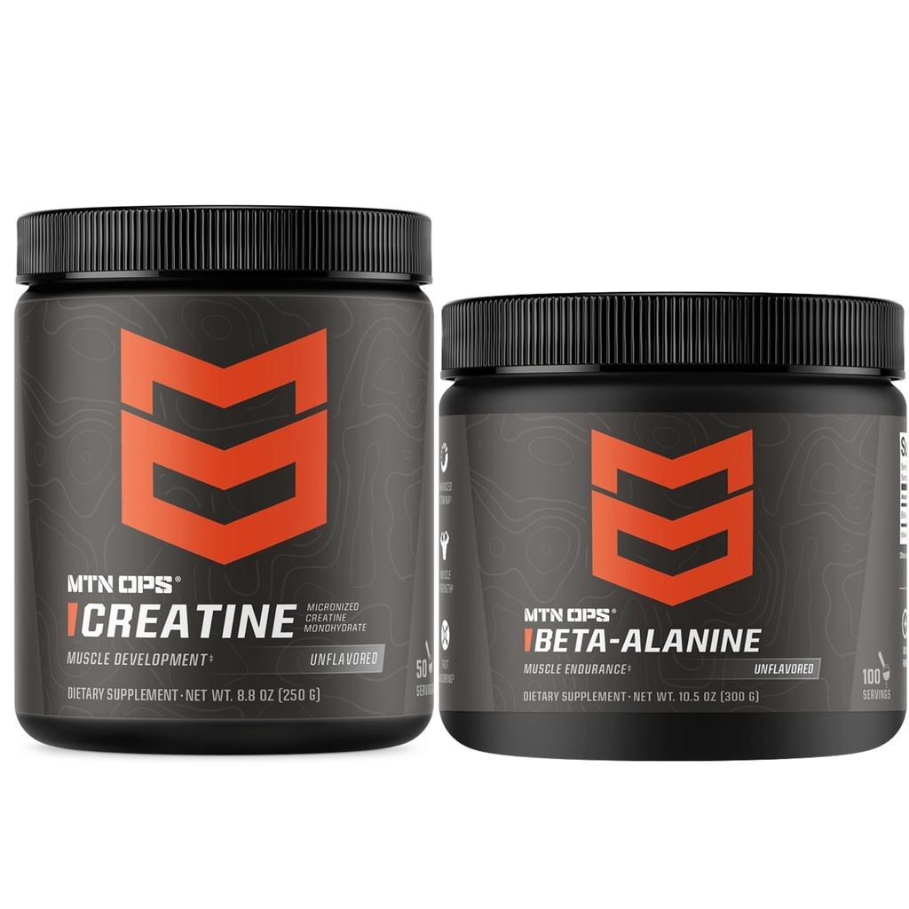 MTN OPS Kreatin Monohidrat & Beta Alanine Zmogljivost Stack – Moč, moč in Muscular vzdržljivostna podpora – Pred vadbo in usposabljanje recovery paket
