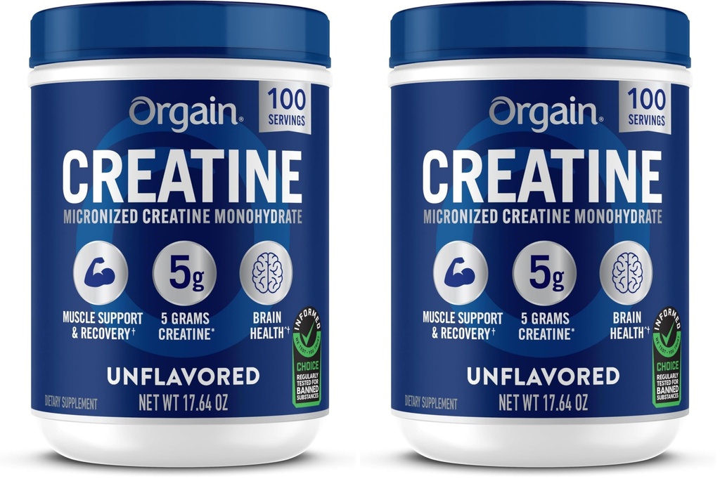 Orgatin Kreatin monohidrat Mikroniziran prašek,100 Serving,nearomatizirana,Podpora rast mišic,Post Workout recovery in zdravje možganov,brez umetnih dodatkov, za moške in ženske,Vegan,(Pack z 2)