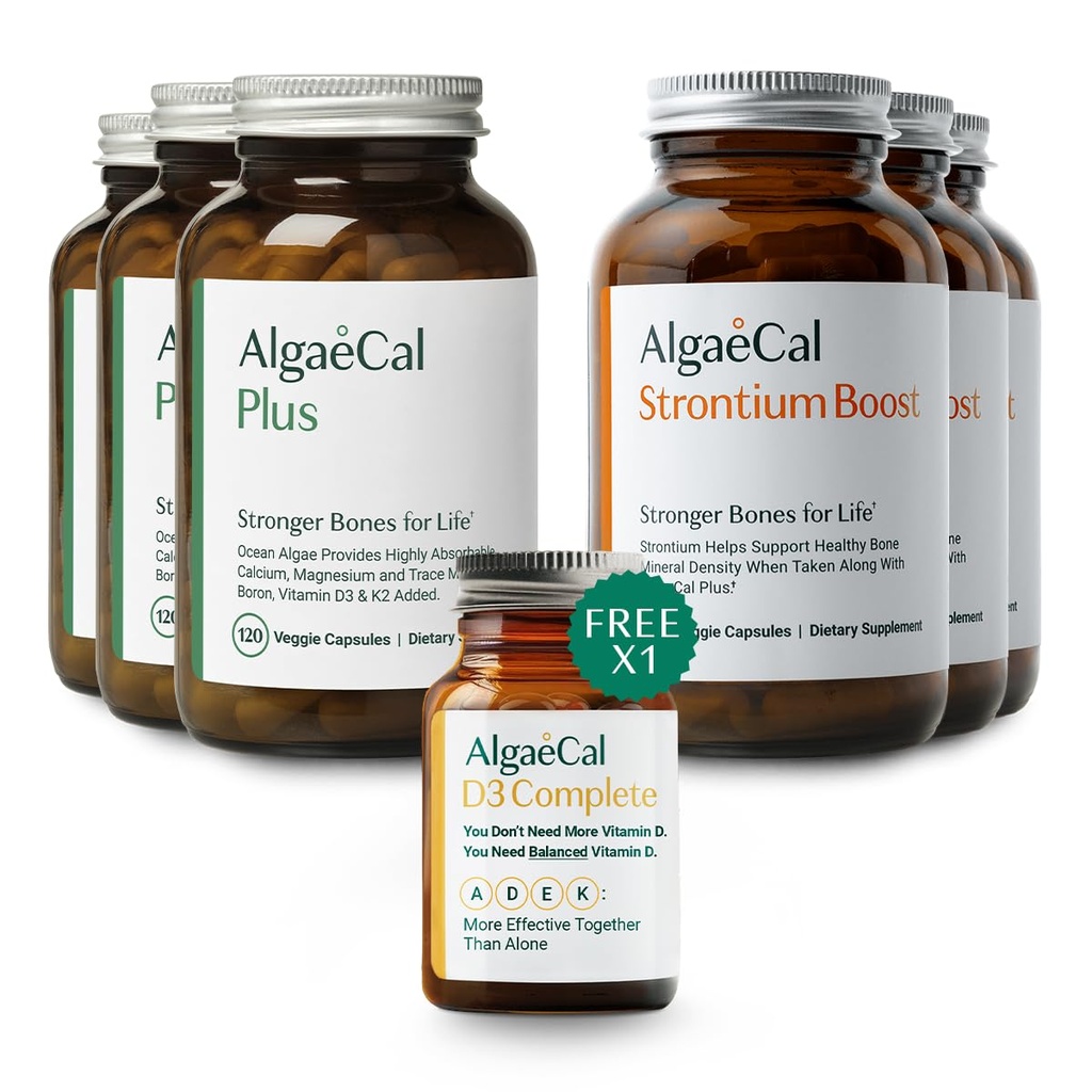 ALGAECAL zdravje kosti paket - Free 4-v-1 Vitamin D3 Popoln in rdeče alge kalcij s 16 Essential Nutrients, klinično podprto za povečanje gostote kosti v 6 mesecih