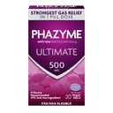 Phazyme Ultimate Strength Anti-Gas 500 mg Simeticone Gas Relief za odrasle, hitro geli hitro napenjanje, pritisk in nelagodje, 20 Število