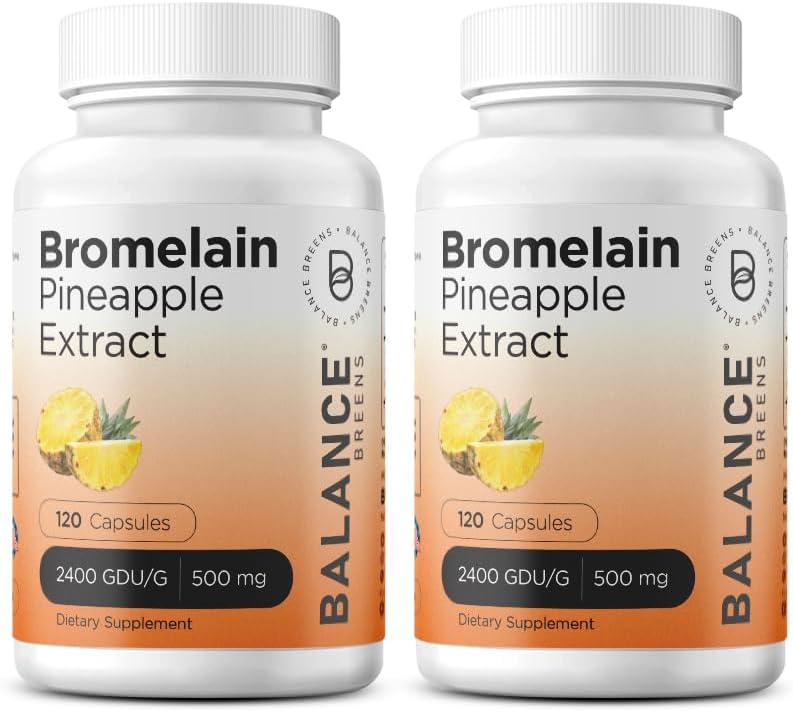 Balancebreens Bromelain 500mg, 120 Kapsule - Ananasov ekstrakt Prebavni encim, Podpira Prebava in skupno zdravje dodatek