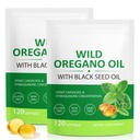 Oil of Origano Softgels 6000mg, 2 v 1 Oblikovan s črnim oljem 200mg, Imunska podpora, Origano Oil Kapsule Organic, Natural Defense Supplement, Non-GMO, Enostavno za pogoltniti, 240 Softgels