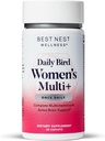Best Nest Wellness Women's Multi Plus - Brain & Body Health Supplement - Nežen železov dodatek za energetsko podporo - Metilirani vitamini - 30 kapsul