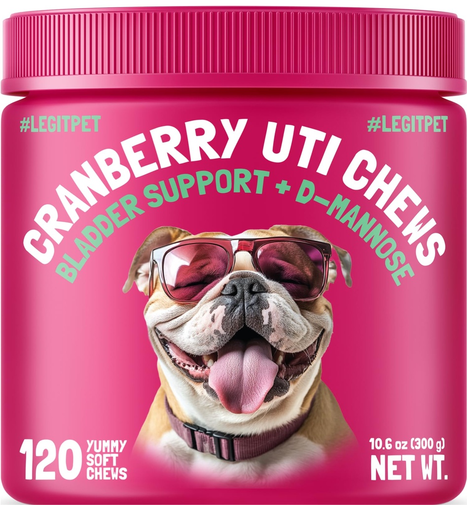 Cranberry UTI žveči za pse Bladder Podpora + D-manoza Podpira Ledvični sečni trakt in mehur Zdravje Naravne brusnice Wellness dodatek Imunski sistem Booster Natural Pet Antioksidant 120 Chews