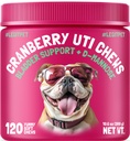 Cranberry UTI žveči za pse Bladder Podpora + D-manoza Podpira Ledvični sečni trakt in mehur Zdravje Naravne brusnice Wellness dodatek Imunski sistem Booster Natural Pet Antioksidant 120 Chews