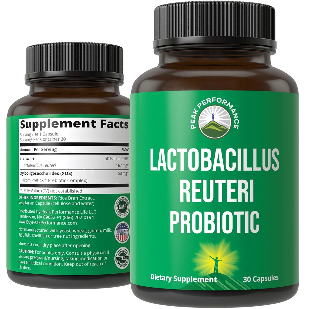 Lactobacillus Reuteri 50 milijard CFU probiotiki s klinično raziskano PreticX® XOS Prebiotik - Probiotične kapsule Dopolnilo za Gut zdravje in prebavne podpore - ZDA Tested za obe ženski in moške