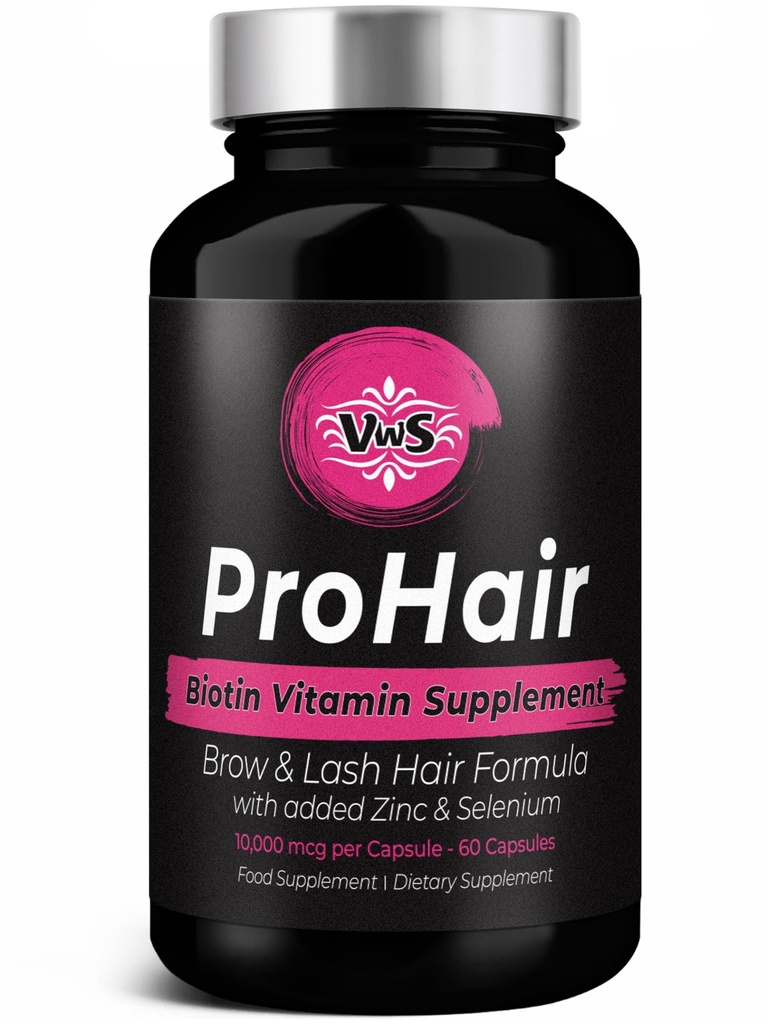VWS Biotin 10.000 mcg Prehranska dopolnila w/Zinc & Selen za spodbujanje gostejše rasti las, močnejših nohtov in zdrave kože za ženske in moške, 60 veganskih kapsul