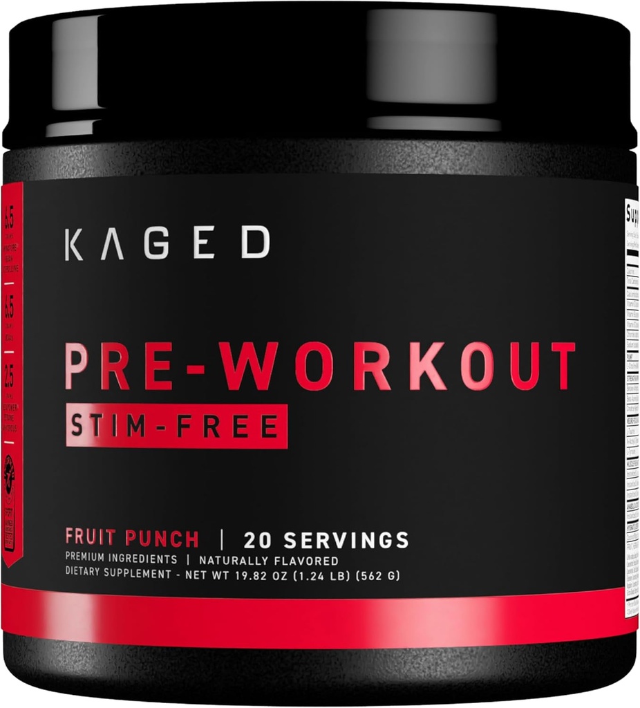 Kaged Stimulant Free Pre Workout Powder Punch Pred-Kaged Oblikovan z Kreatine, Beta Alanine No Jitters 20 Servings