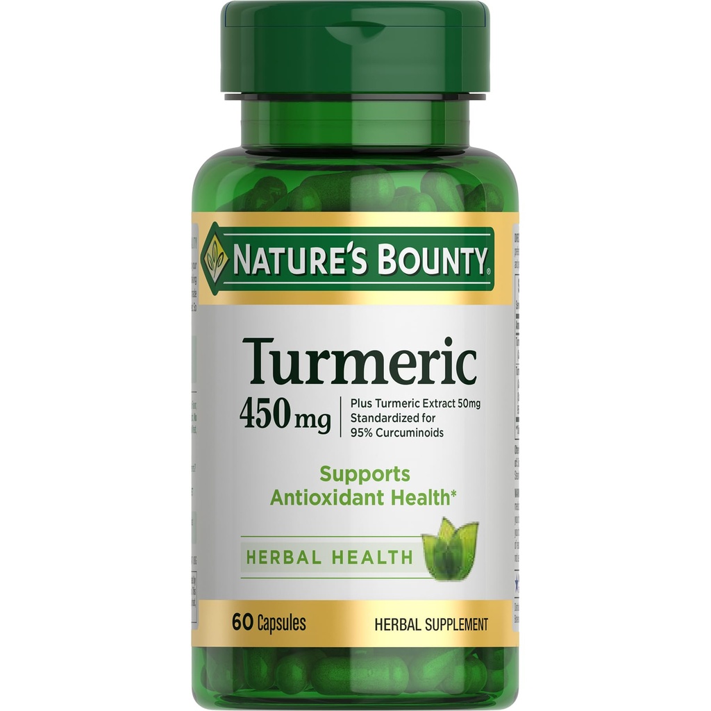 Kapsule Bounty Turmeric, zeliščni dodatek z rastlinskimi antioksidanti, 450 Mg, 60 Ct