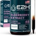 E2H Elderberry Syrup - Powerfull Antioksidanti Dopolnilo iz ekstrakta organskih borovnic - Sambucus Elderberry Syrup za otroke in odrasle za imuno podporo - Non-GMO, Vegan - 2 Fl Oz