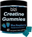 Bizi Kreatine Gummi za moške in ženske - 1g kreatin monohidrat na Gummy - lubenica aroma - vadba, rast mišic, in regeneracija dodatek- Vegan & Gluten brezplačno (60 ct) (modra malina)