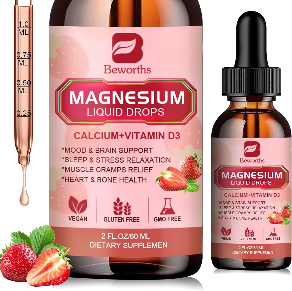 Magnezij Tekoča kapljica, Magnezij Glicinat dodatek kompleks z magnezijevim taurat, Citrat, Kalcij, Kalij, Vitamin, Cink - Podpora Relaksacija, Energija in Bowel zdravje