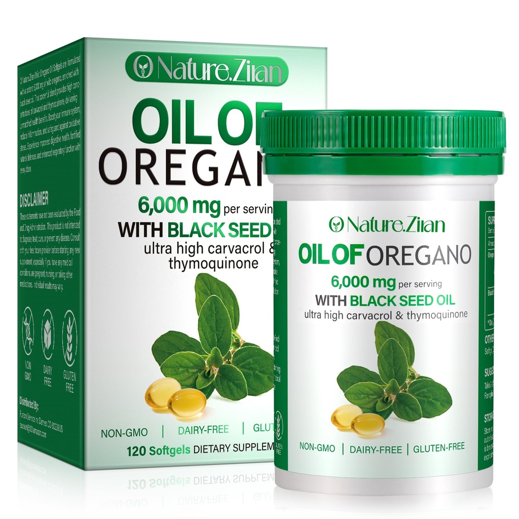 Olje Oregano Softgel - Organsko olje Oregano s črnim semenom - 2 v 1, 120 Število