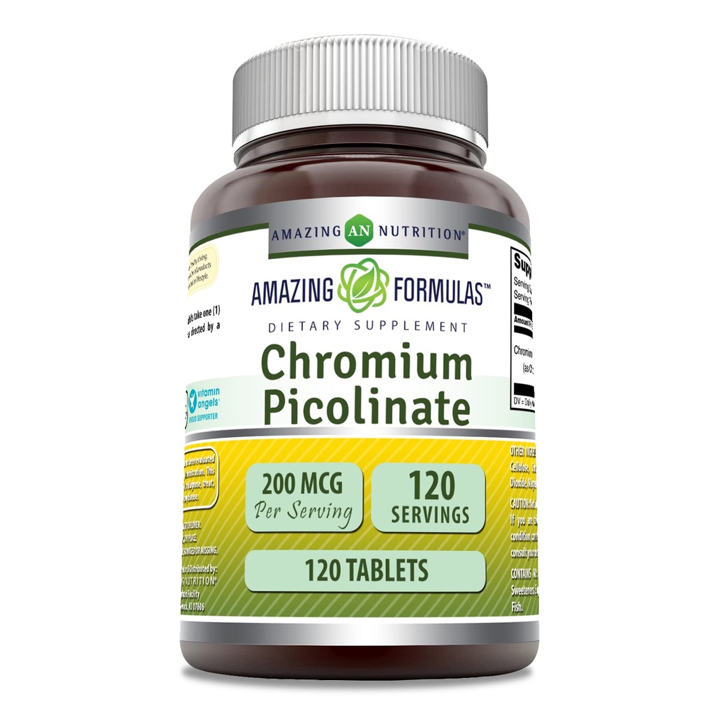 Amazing Formulas Chromium Picolinate Supplement | 200 Mcg Per Serving | Tablets | Non-GMO | Gluten Free | Made in USA (120 Count)