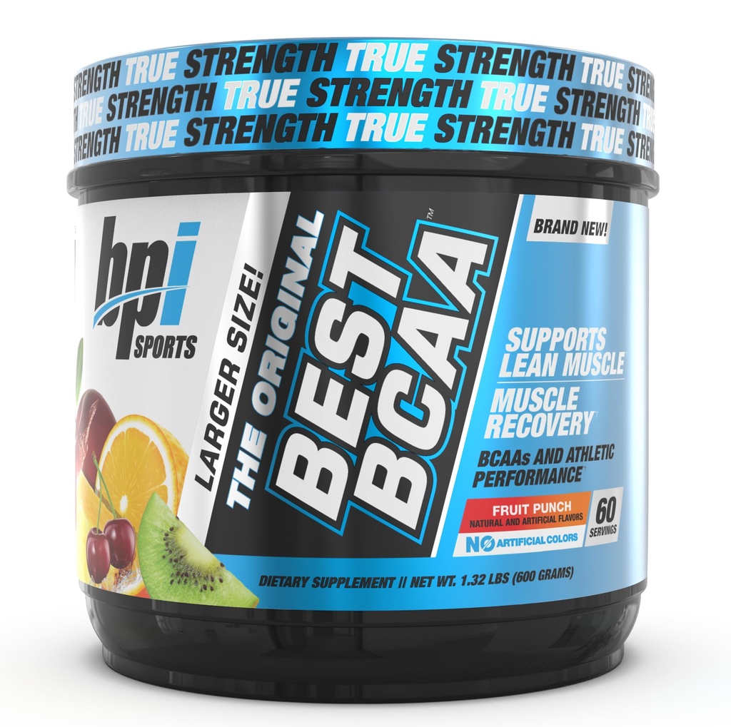 BPI Sports Best BCAA - BCAA Powder - razvejana veriga aminokislin - regeneracija mišic - Sinteza mišičnih beljakovin - Lean Muscle - Izboljšana zmogljivost – Hidracija – sadni punch - 60 Serving - 1,32 funt
