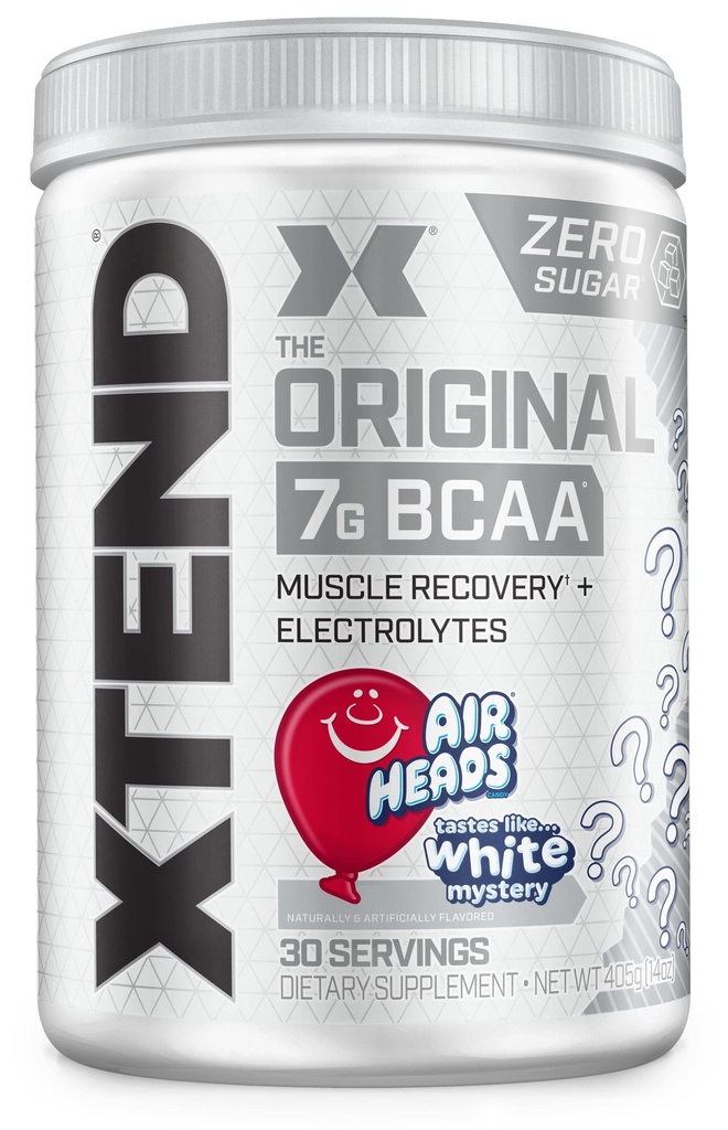 Scivation Xtend XTEND Original BCAA Powder Airheads Candy Flavor, 7g BCAA in 2,5g L-glutamin, Sugar Free Post Workout Muscle Recovery Drink z aminokislinami za moške in ženske, 30 Servinges