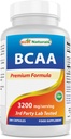 Best Naturals BCAA Branch Chain Amino Acid, 3200 mg na serviranje, 200 kapsul - farmacevtska stopnja - 100% Pure Instantized Formula 