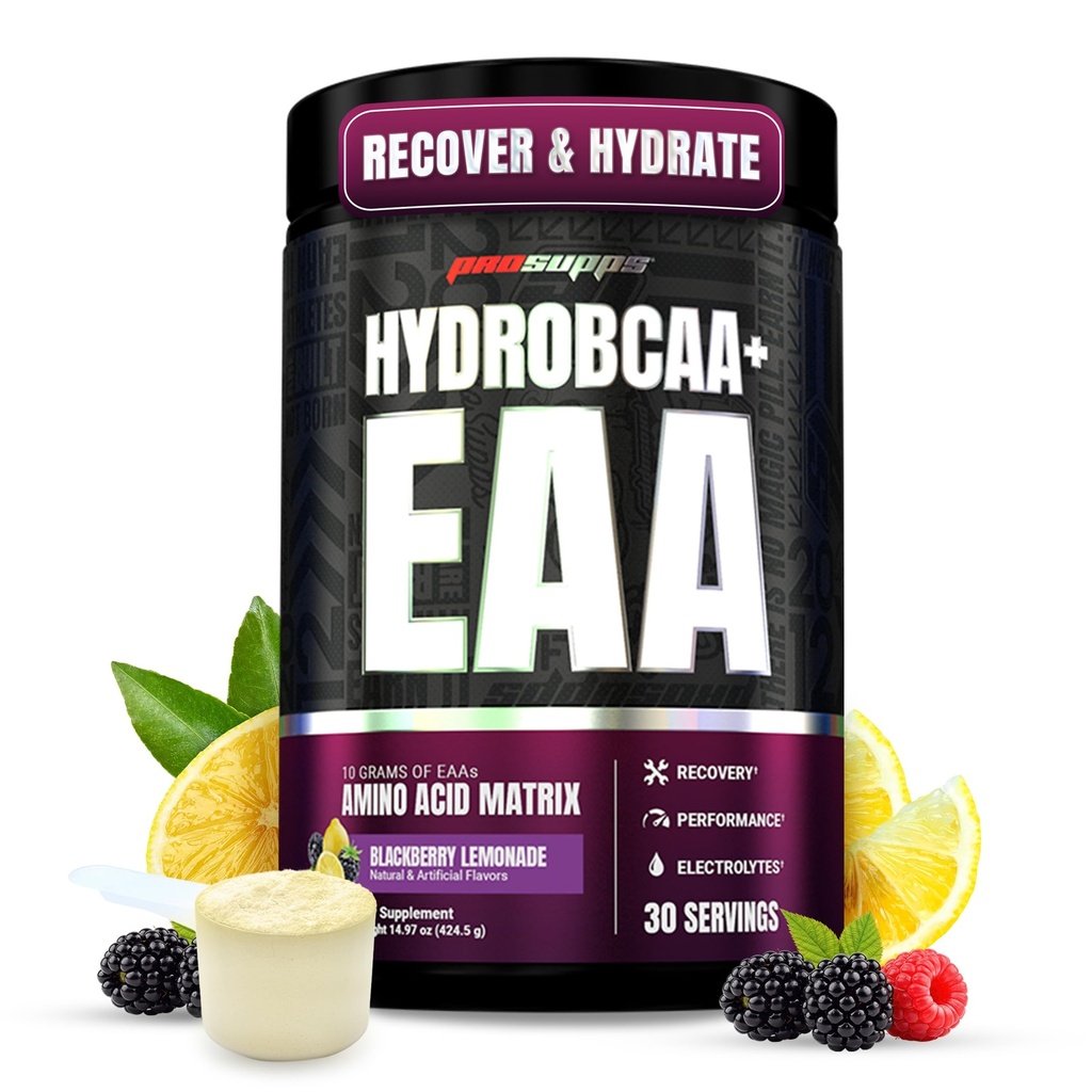 ProSupps HydroBCAA Essential Amino Acids Powder, BlackBerry Lemonade - Vadbeni dodatek z BCAA, EAA & Elektroliti za hidracijo in regeneracijo - Stimulant-free, Soy & Gluten-free - 30 Servings