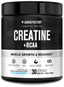 Jacked Factory Kreatin + BCAA - Kreatin Monohidrat + BCAA Prašek za povečano okrevanje po delu, zmogljivost, Lean Muscle rast, & Manjša utrujenost - 30 Serving, Modra malina