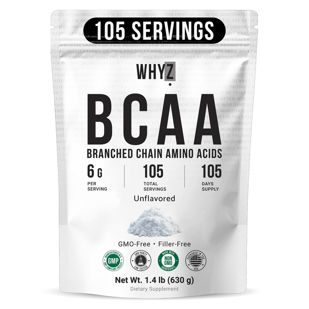 BCAA prašek 2:1:1, nearomatizirane razvejane verižne aminokisline za moške in ženske Čiste BCAA energijski prašek za mešanje v pijačah in tresenju brez dodatkov GMO, 105 servivi, 1,4 lb (630g)