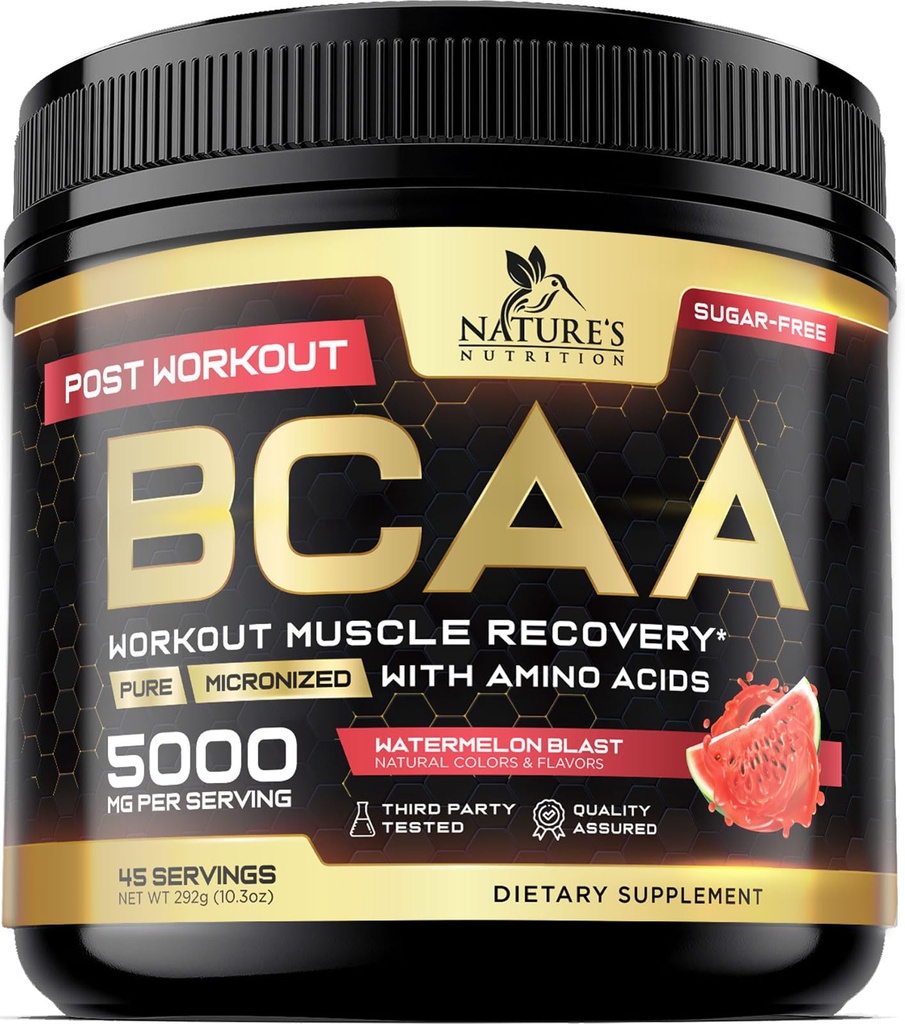Muscle Recovery Drink Powder z BCAA, L-glutamin & Aminokisline - Best Muscle Recovery Supplements for Post Workout - Sugar Free, razvejana veriga Aminokisline dodatek za ženske in moške - 45 Serving
