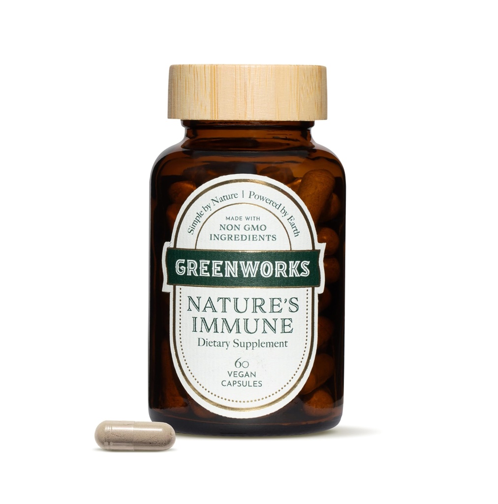 Greenworks Nature Immune – Organic Daily Immune Support with Elderberry, Echinacea, Ginger, Kurkuma in zdravila gobe – Vegan, Non-GMO, Gluten-free – 30 Služabniki