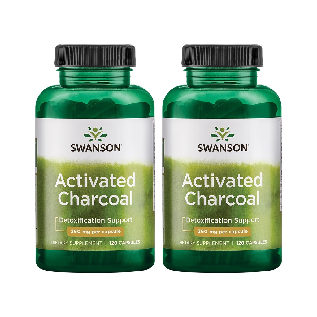 Swanson Aktiviran Charcoal - Naravni dodatek, ki podpira zdravo absorpcijo - pomaga w/Bloating in vzdrževanje regularnost Bowel - (120 kapsul, 520mg na serviranje) 2 paket