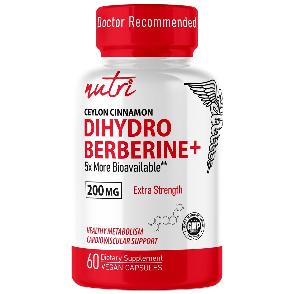 Nature's Fusions Dihidroberbererin Dodatek 200mg 60 Kapsule - s Ceylon Cinamon, 5X bolj učinkovito kot redno Berberine HCL - Nutri dodatki