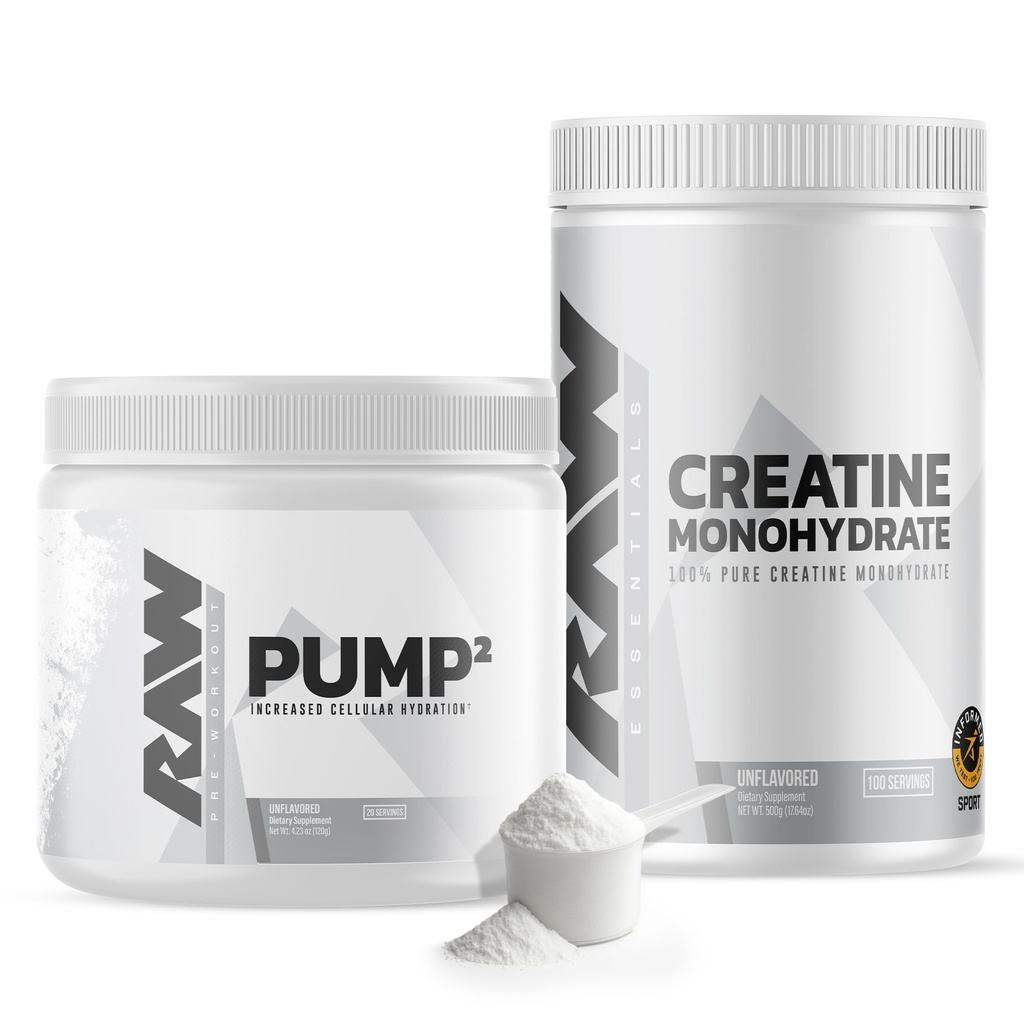 RAW Nutrition Kreatin Monohidrat in nearomatiziran predworkout prah paket
