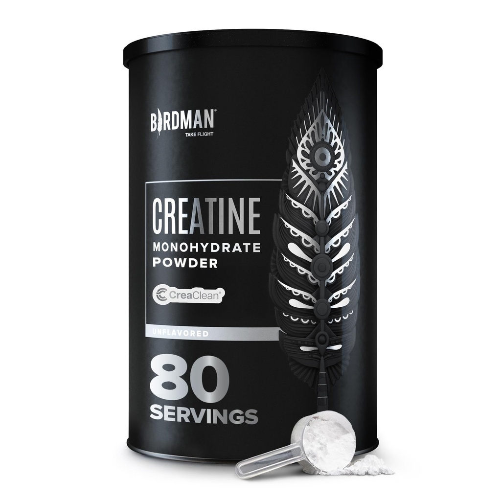 BIRDMAN Mikroniziran Kreatin monohidrat v prahu, Recovery mišic, Kofein prost, Kreatin Pre Workout, Vegan, Post Workout, Gluten Free, Sugar Free 
