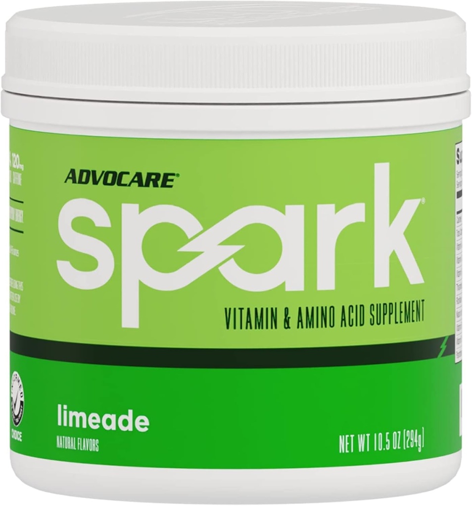 AdvoCare Spark - Energy Drink Mix - Vitamin & Aminokisline dodatek - Podpira energijo in fokus - Prenosna Imunska podpora - Sugar-free - Limeade (10