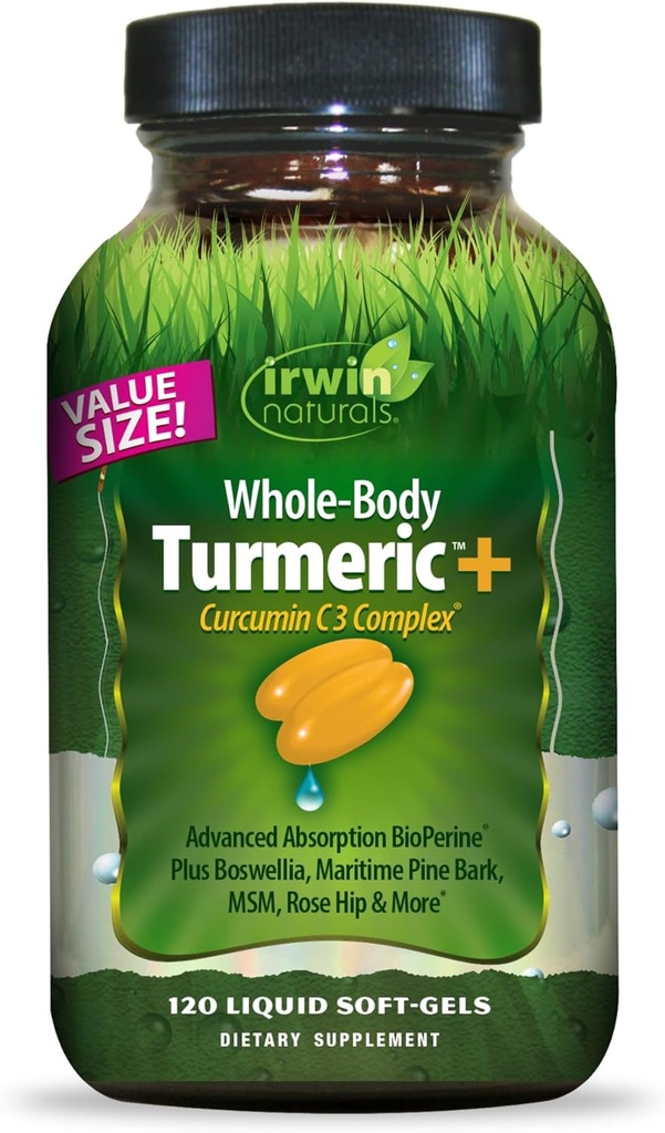 Irwin Naturals Cela body kurkuma + Curcumin C3 Complex - 120 tekoči soft-Gels - z Boswellia, Maritime Pine Bark, MSM & Rose Hip