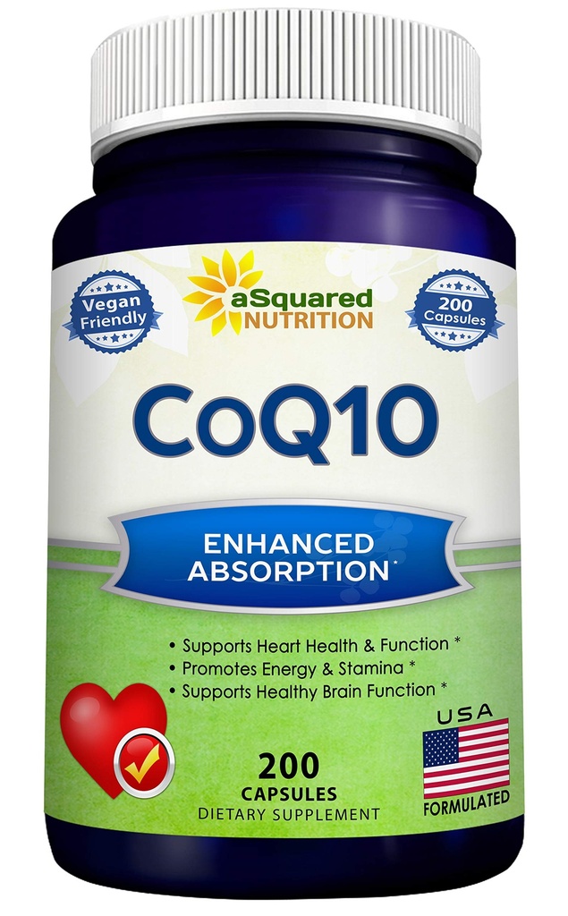 aSquared Nutrition CoQ10 (400 mg Max Jakost, 200 kapsul) - visoka absorpcija Veganski koencim Q10 prašek - Ubikinon dodatne tablete, ekstra antioksidant CO Q-10 Enzyme vitaminske tablete, Coq 10 400 mg