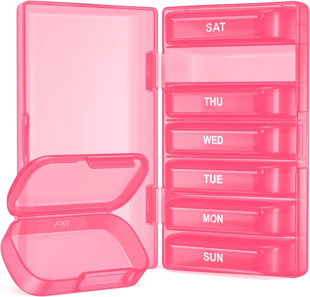 Povečane tedenske tablete Organizator, 7 Day Pill Box Primeri enostaven za odpiranje, BPA-free Medicine Organizator s 7 Notranje ločene tablete Vsebnik za vitamine, ribje olje, Dodatki