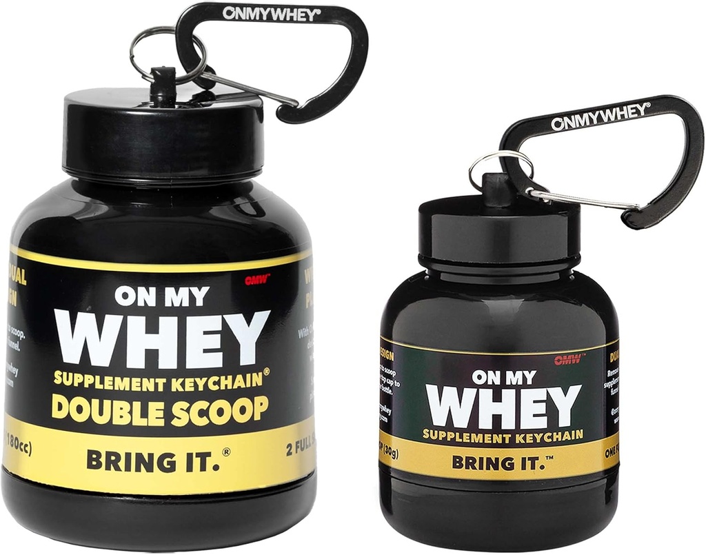 ONMYWHEY Protein Powder Container To Go - Potovanja steklenica lijak za mešanice, Prenosni Pre Workout dopolnilo Kontejnerji & Dispenser Funnels, Mini Preworkout Dodatki Imetnik Ključne verige Steklenice