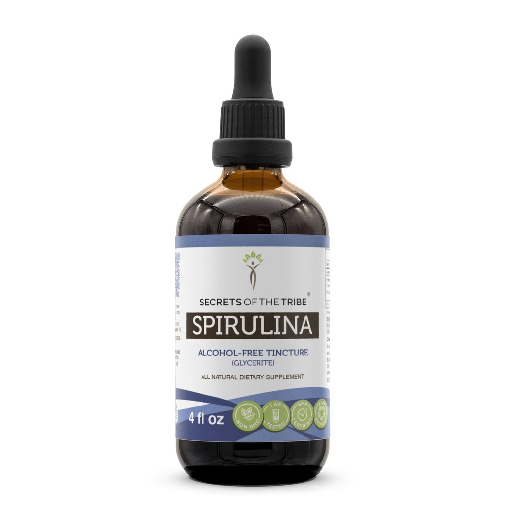 Skrivnosti tekočega ekstrakta Tribe Spirulina brez alkohola, Spirulina (Arthrospira Platensis) Tinkture dodatek (4 FL OZ)