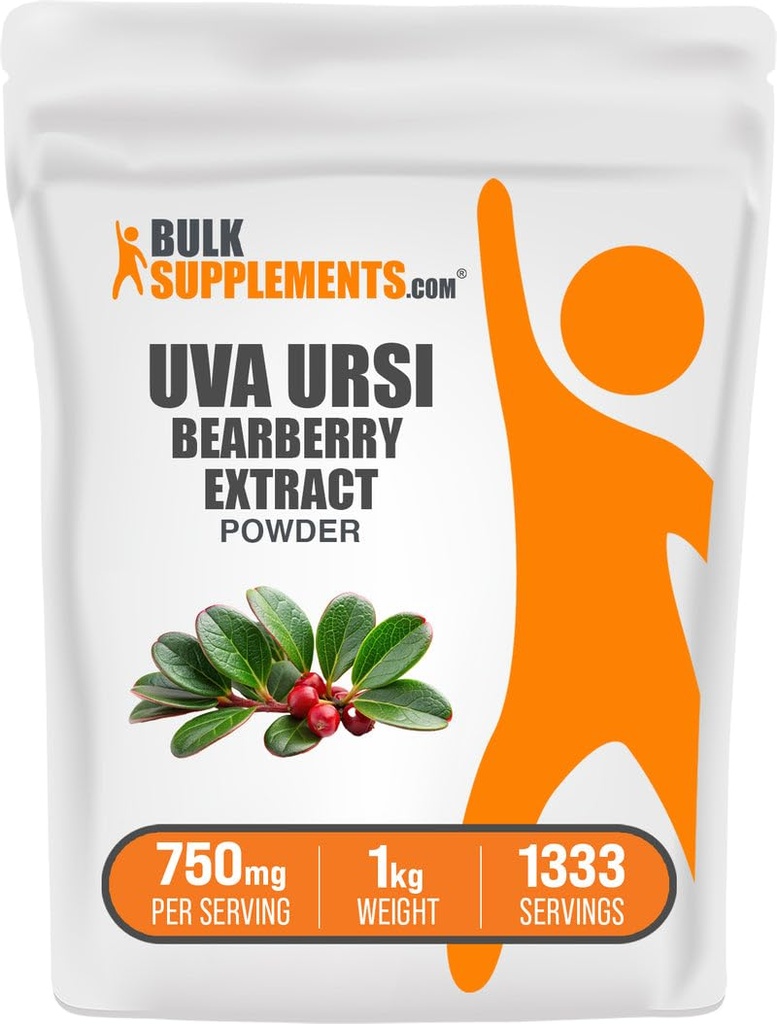 BulkSupplements.com Bearberry Leaf Extract Powder - Uva Ursi Extract, Herbal Supplement - Vegan & Gluten Free, 750mg per Serving, 1kg (2.2 lbs) (Pack of 1)